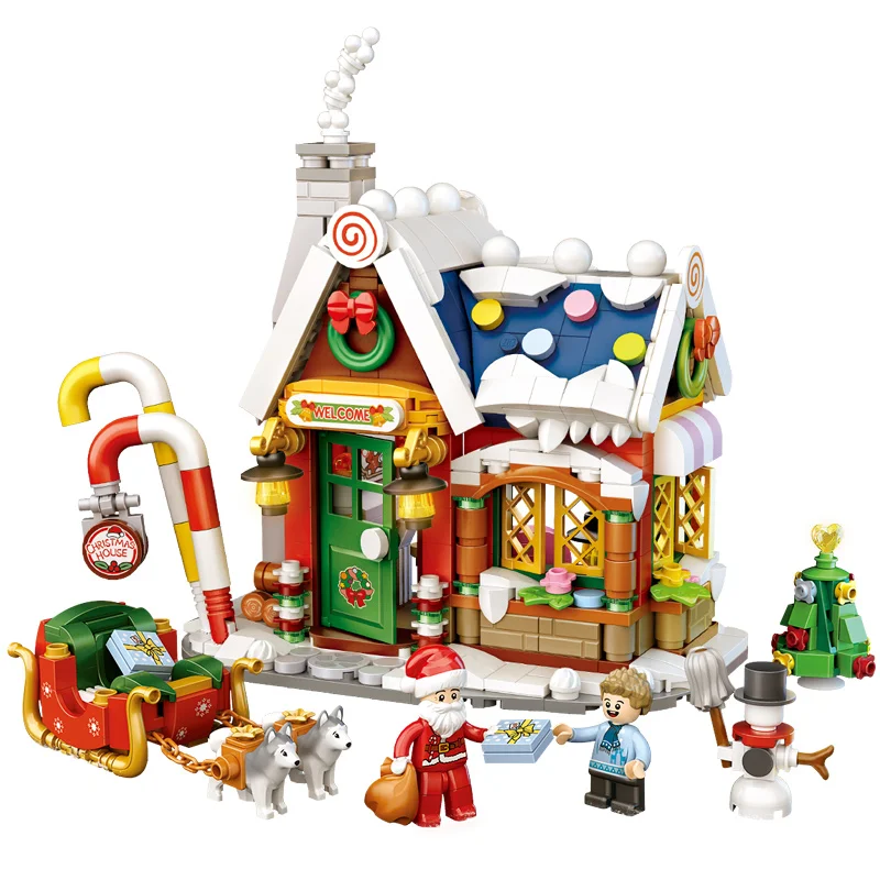 

788pcs LOZ 1223 Merry Christmas House Tree Santa Claus Snowman 3D Model DIY Mini Blocks Bricks Building Toy Gift For Kids Blocks