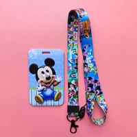 disney mickey minnie kids id badge holder gift with cute neck lanyard strap for women and men capacity2 credit cards