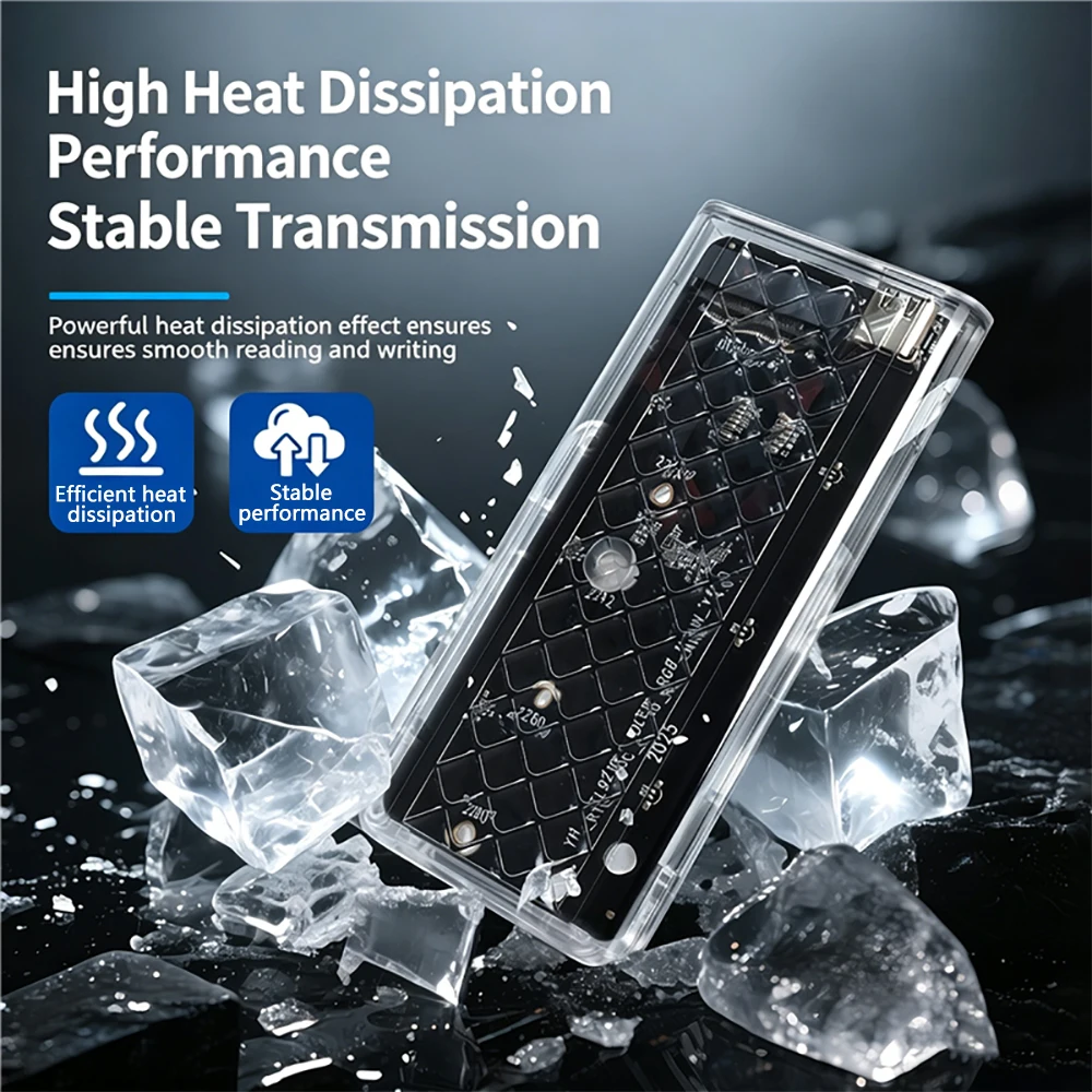 Фото Внешний корпус-адаптер Kebidumei M.2 NVMe SATA SSD 10 Гбит/с USB 3.2 Gen2 с прозрачной RGB-подсветкой, поддержка ключей M и B&M №5