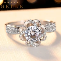 classic 1ct bouquet moissanite rings d color couples luxury wedding engagement diamond jewelry 925 sterling silver ring gift