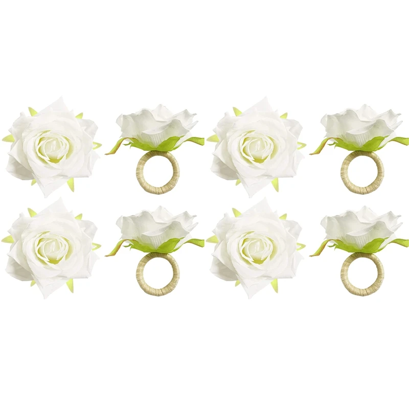 

Handicraft Flower Napkin Rings Set Of 8, Crafts Vine Design Napkin Holder Rings Table Decorations For Wedding, Banquet