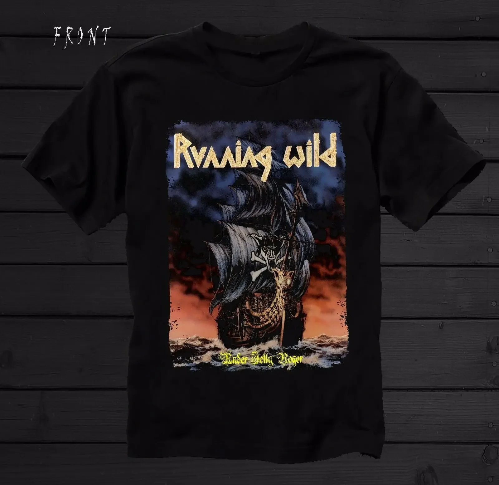 RUNNING WILD Under Jolly Roger For Fan Черная футболка S 5XL BO031