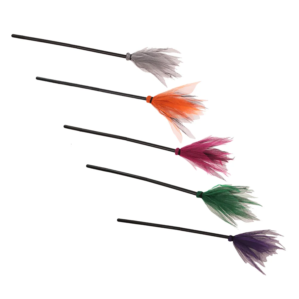 

5 Pcs Witch Flying Broom Halloween Show Besom Prop Exquisite Festival Scene Decor Plastic Backyard & garden decorations