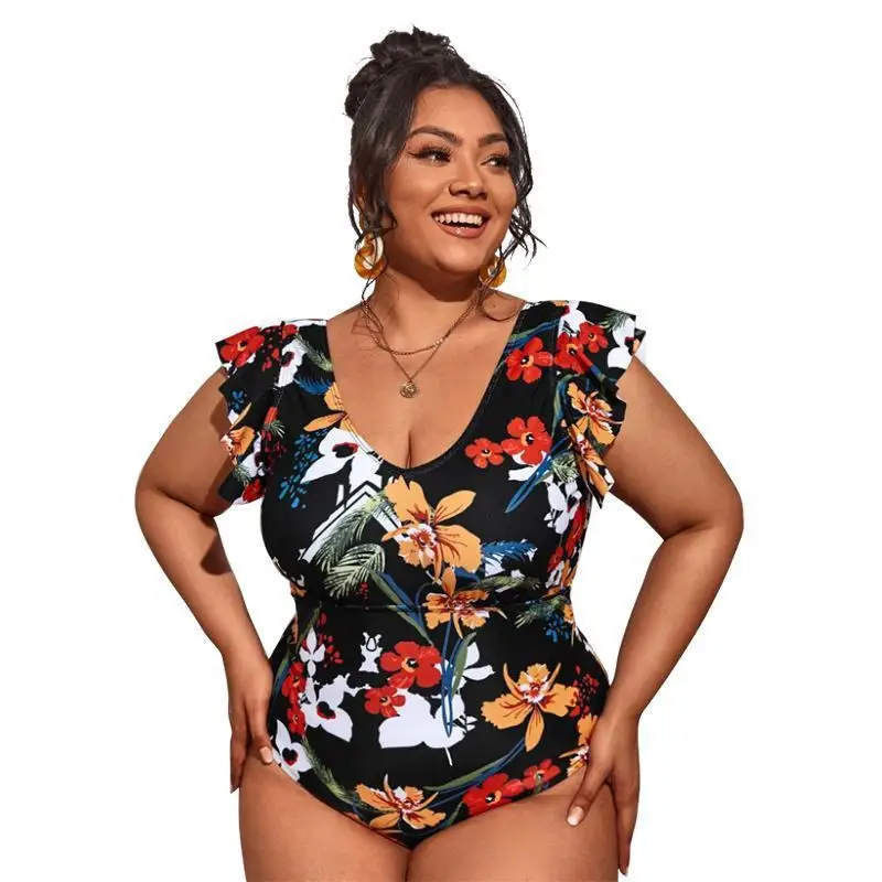 2021 Women New Swimsuit One Piece Plus Size Push Up Swimwear Large Big Plussize Swimming Suits Beachwear Bathing Suits
