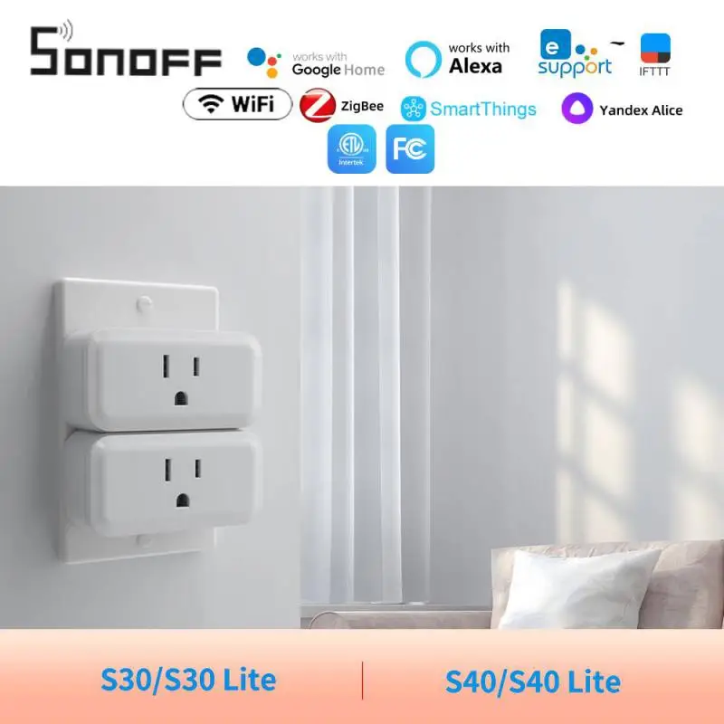 Sonoff S31 S40 Lite Wi-Fi/zigbee Smart Plug с мониторингом энергии Стандарт США Компактный дизайн