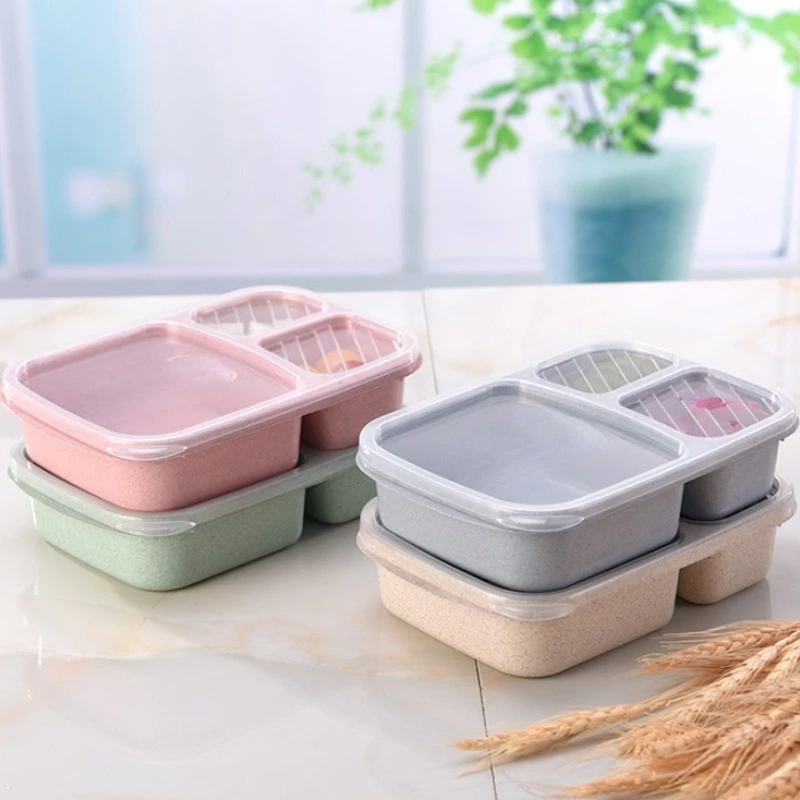 

Wheat Straw Bento Box Microwave Lunch Box with Compartment Picnic Bento Boxes Food Container Kids School Adult Office Lunch Box