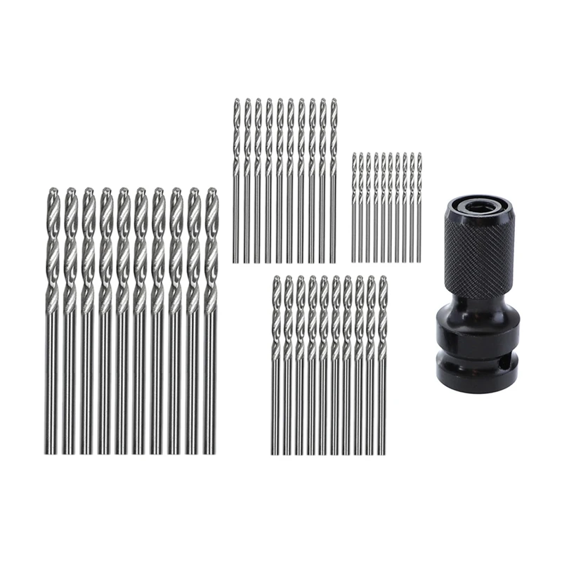 

2Set Accessories: 1 Set 1/2 Inch To 1/4 Inch Hex Ratchet Socket Wrench Socket Adapter & 1 Set 40 Pcs Mini Drill Hss Bit