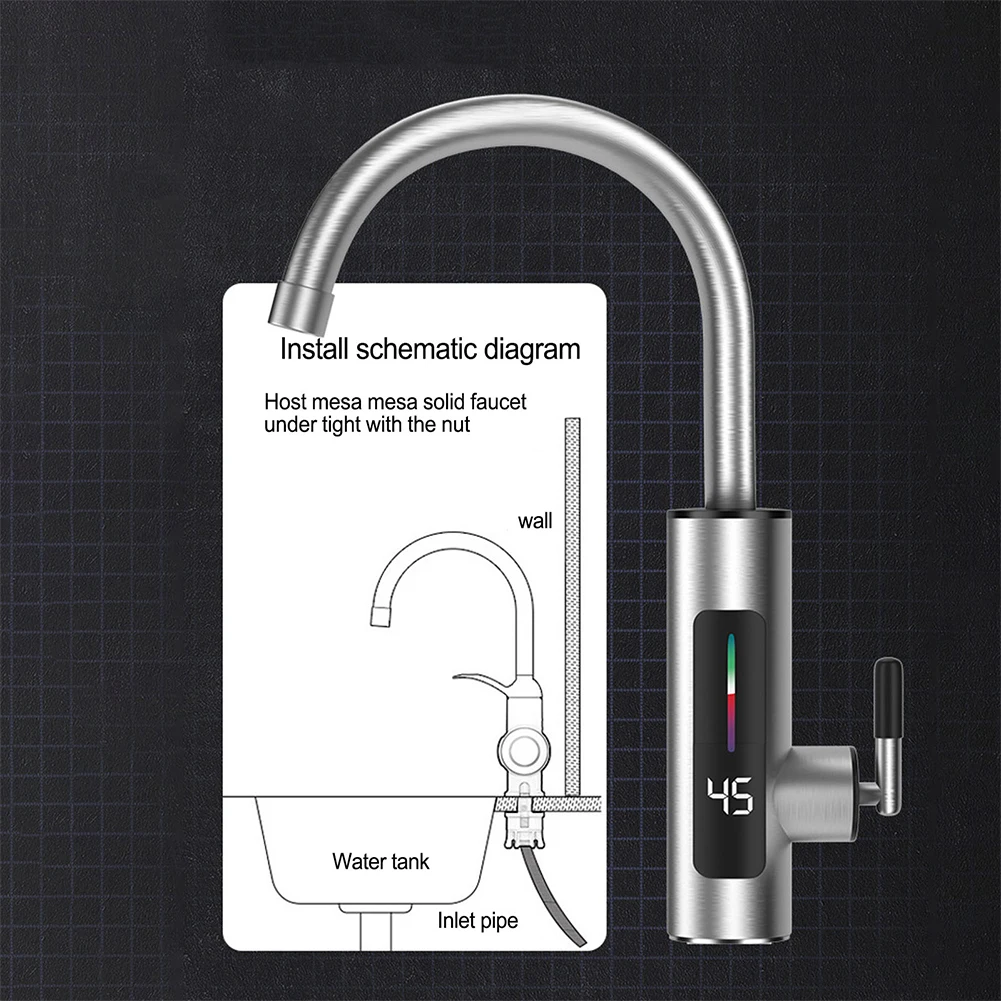 

3000W 360°Electric Kitchen Water Heater Tap Instant Hot Stainless Steel Water Faucet Heater Cold Heating Faucet