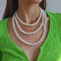 big gold chains statement white pearl necklace multi layer dubai wedding bridal jewelry luxury pearls women fashion collar gift