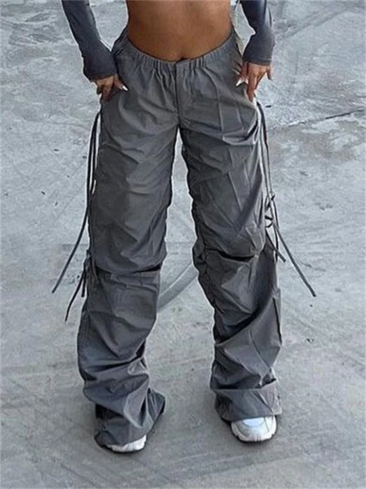 

Брюки-карго Tossy женские с завязками, повседневные пикантные брюки с широкими штанинами, уличная одежда в стиле пэчворк, с завышенной талией, на лето