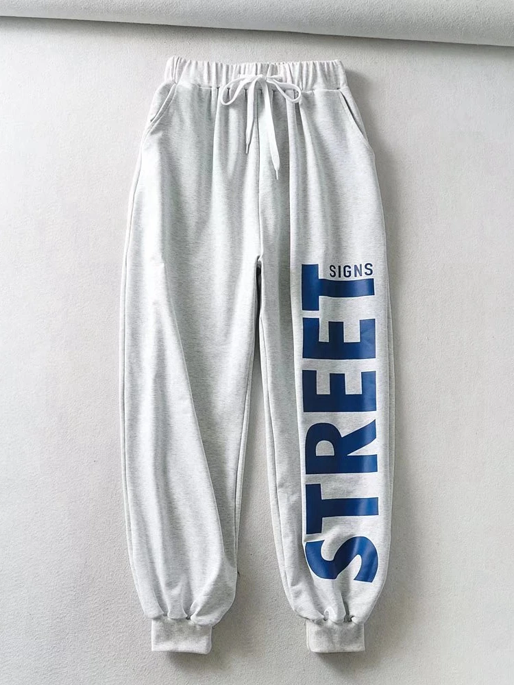 

Модные женские серые брюки DOUJILI с буквенным принтом, свободные мягкие брюки-карго с поясом, штаны для бега, женские спортивные брюки