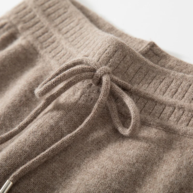 Женские широкие брюки из 100% чистой шерсти с высокой талией