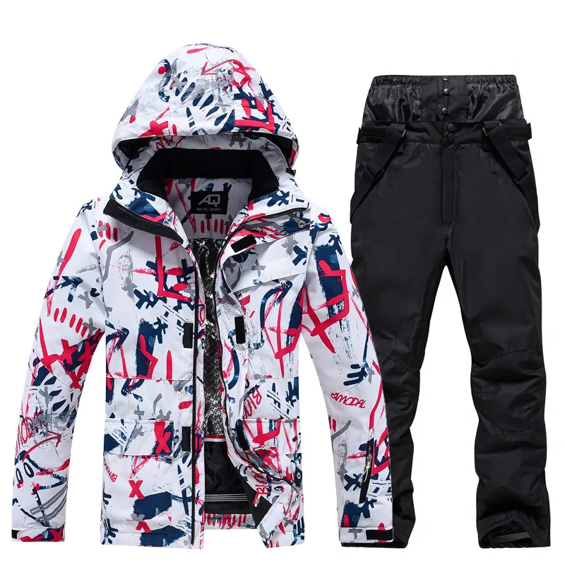 Winter Ski Suit Women Ski Pants Snow Suit Men Jacket Set Outdoor Overalls Hooded Thickened Waterproof Warm Snowboard Suit SK037