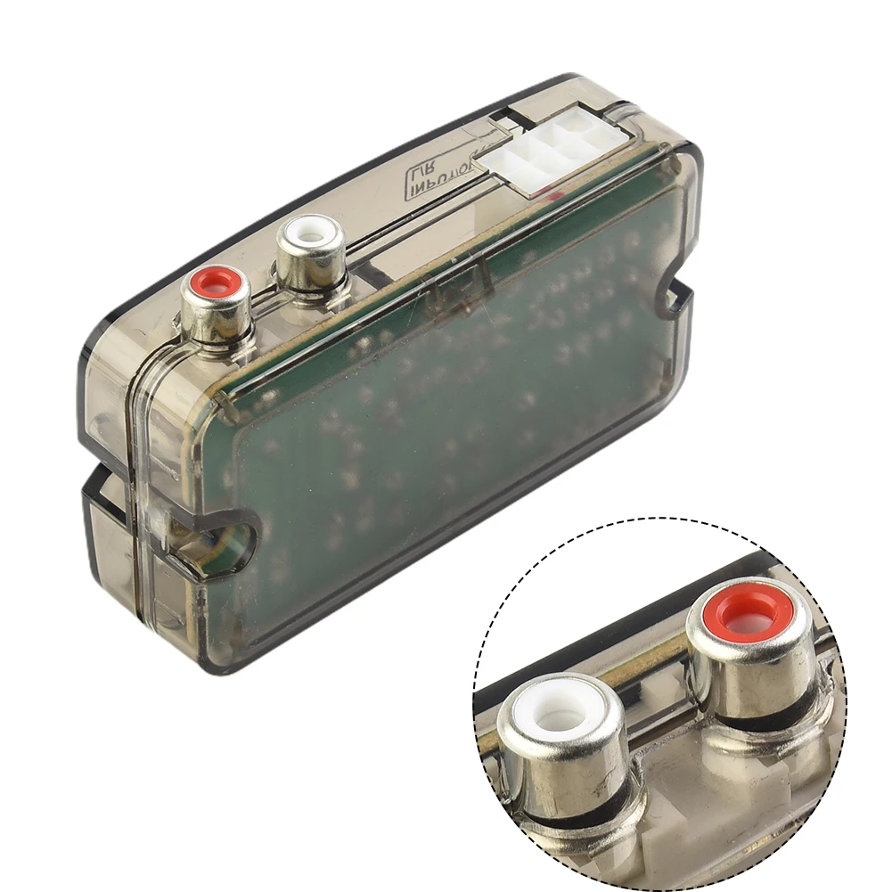 

Автомобильный аудиоконвертер 12 В RCA стерео Регулируемый преобразователь высокой до низкой, адаптер, автомобильный аудиоконвертер, аксессуары