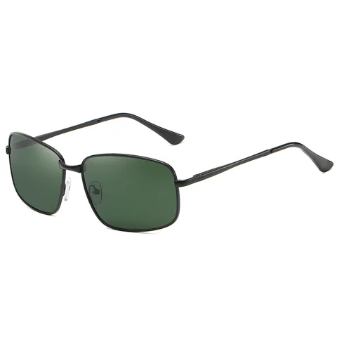 Солнцезащитные очки в металлической оправе UV400 Мужские, винтажные модные поляризационные темные очки прямоугольной формы для вождения, рыбалки и активного отдыха, с защитой от ультрафиолета