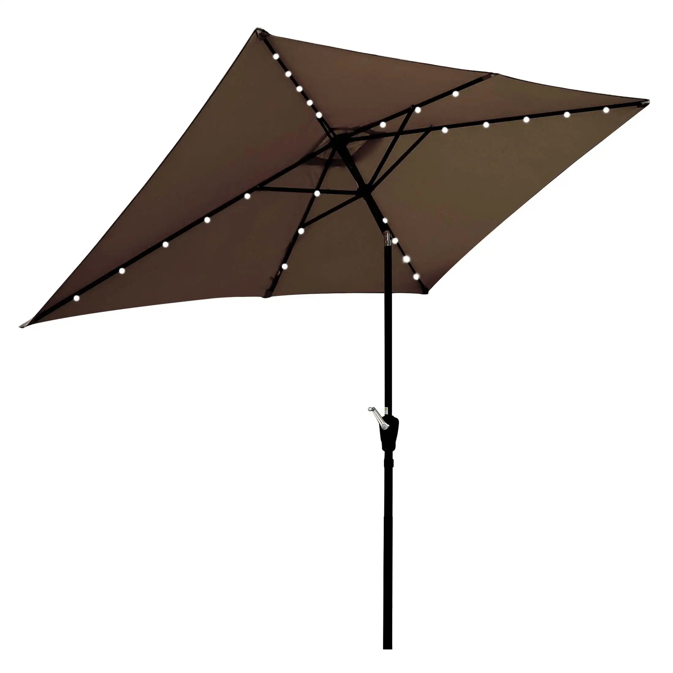 

10 x 6.5ft Rectangular Patio Solar LED Lighted Outdoor Umbrellas for Market Beach Pool - Dark Chocolate