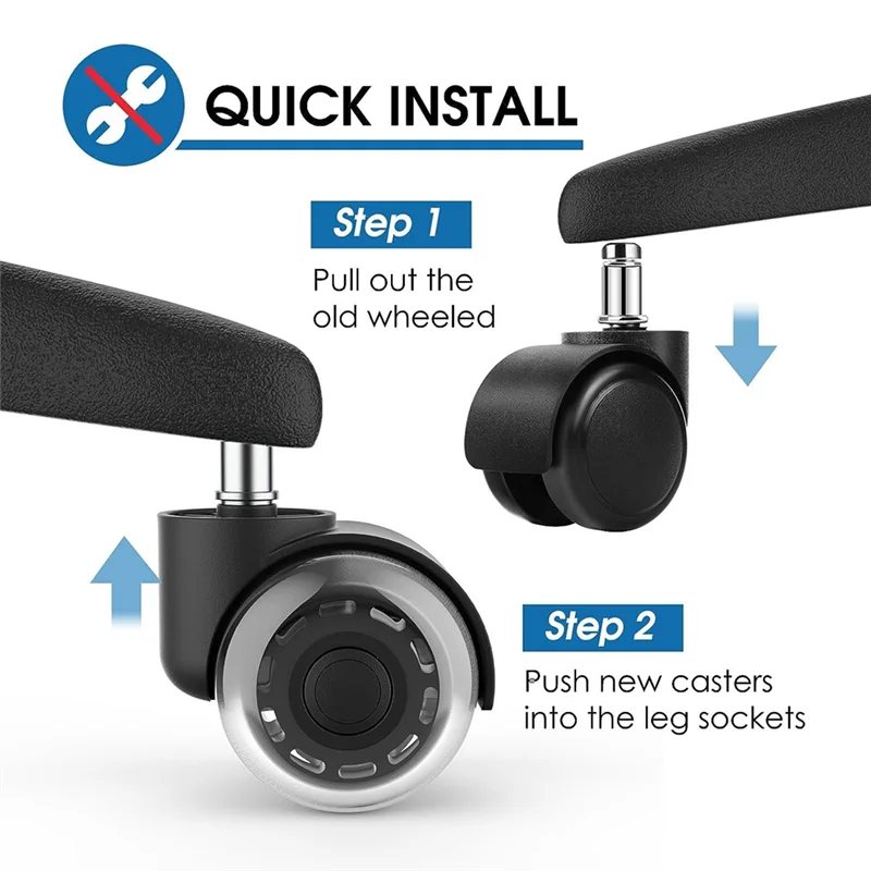 Колеса для офисного стула 2-дюймовые сменные мягкие бесшумные настольные ролики