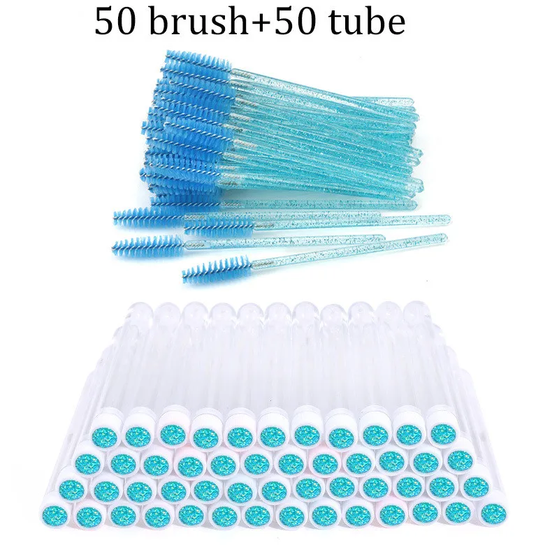 100pcs Diamond Eyebrow Brush Tube Disposable Eyelash Brush Reusable Crystal Eyelash Brush Replaceable Dust-proof Makeup Sets