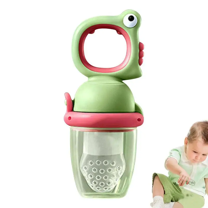 

Fruit Feeder And Teether With Big-eyed Dinosaur Grasping Ring Kids Chew Feeder For Exercising Baby's Hand Eye Mouth Coordination