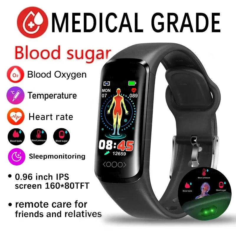 

2023 Healthy Blood Glucose Smart Watch Men ECG+PPG Blood Pressure Measurement IP68 Waterproof Sport Fitness Bracelet Smartwatch