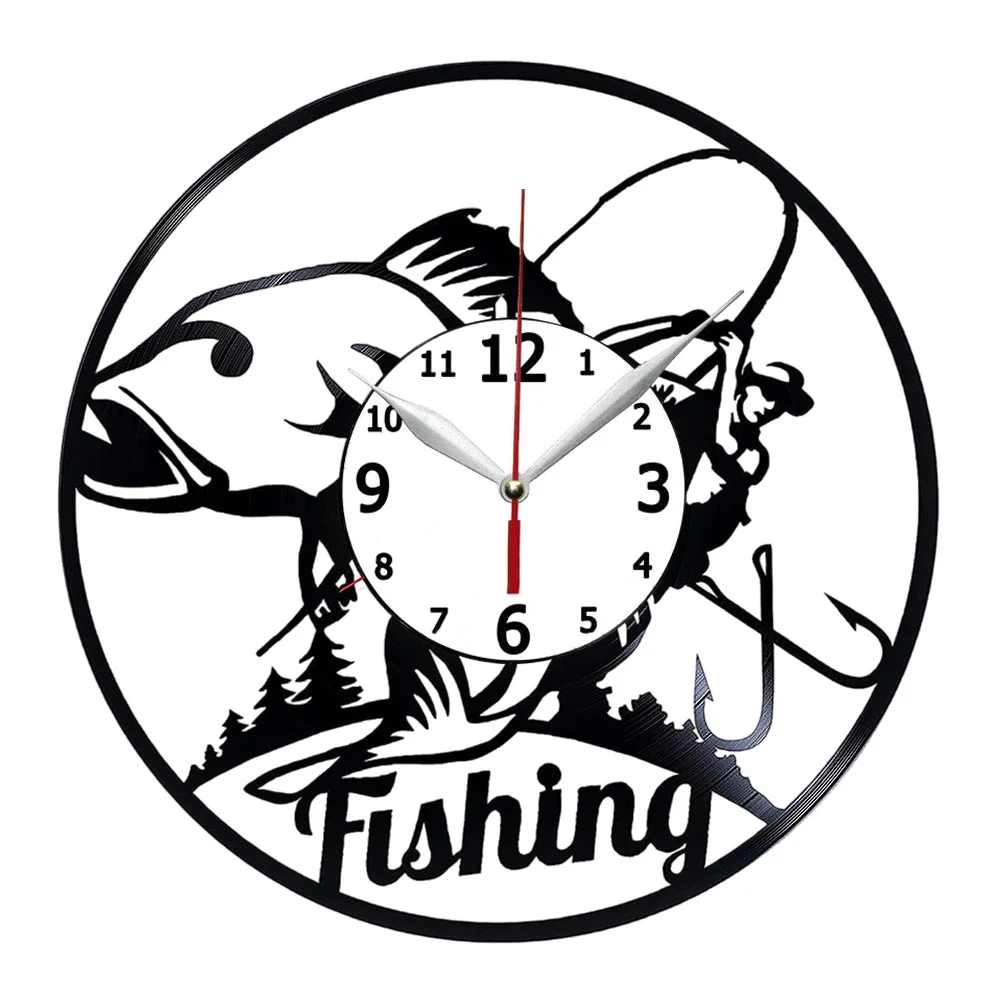 

Настенные часы с виниловой пластиной для рыбалки и удочки