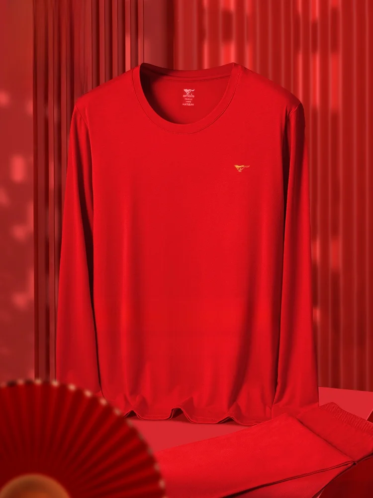 Septwolves Men's Thermal Underwear Set Red Wedding Heattech Long Johns Gift Box 2025 Snake Year of Fate Clothes