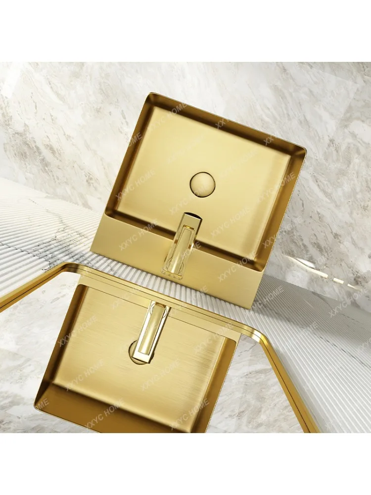 Уличная Золотая раковина из нержавеющей стали умывальник для пола