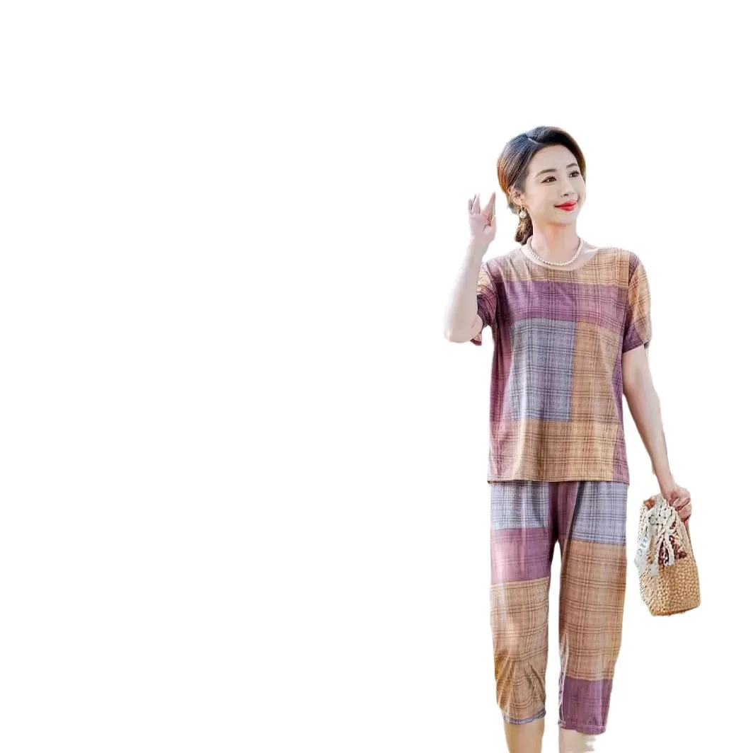 Женский летний костюм для женщин среднего возраста Модный повседневный из