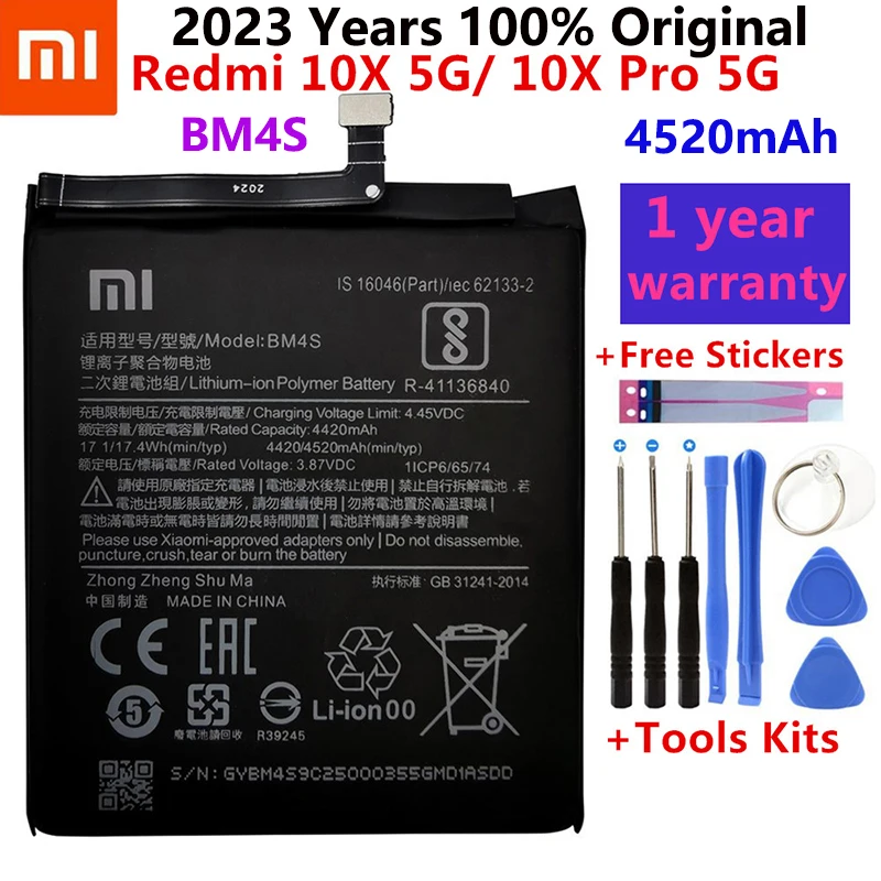 

100% Original 4520mAh Replacement Phone Battery BM4S For Redmi 10X 5G / Redmi 10X Pro 5G Batterie+Free Tools