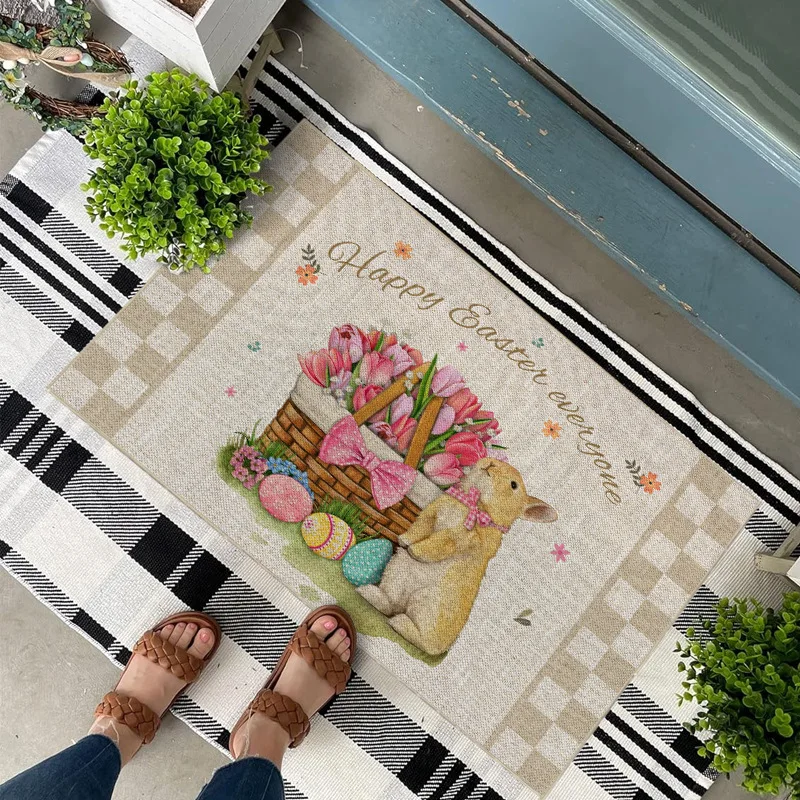 Пасхальный Ковер VIKAMA Декоративный Узор С Кроличьим Яйцом Нескользящий Дверной