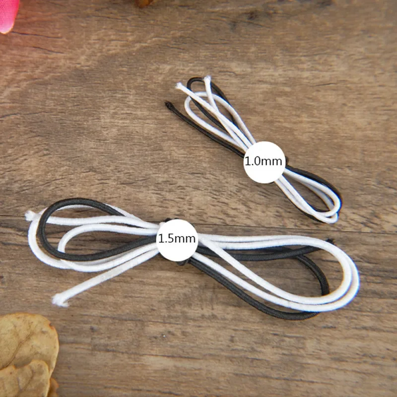 Оптовая продажа тонких круглых эластичных лент 1 мм 2 3 4 белого и черного цвета