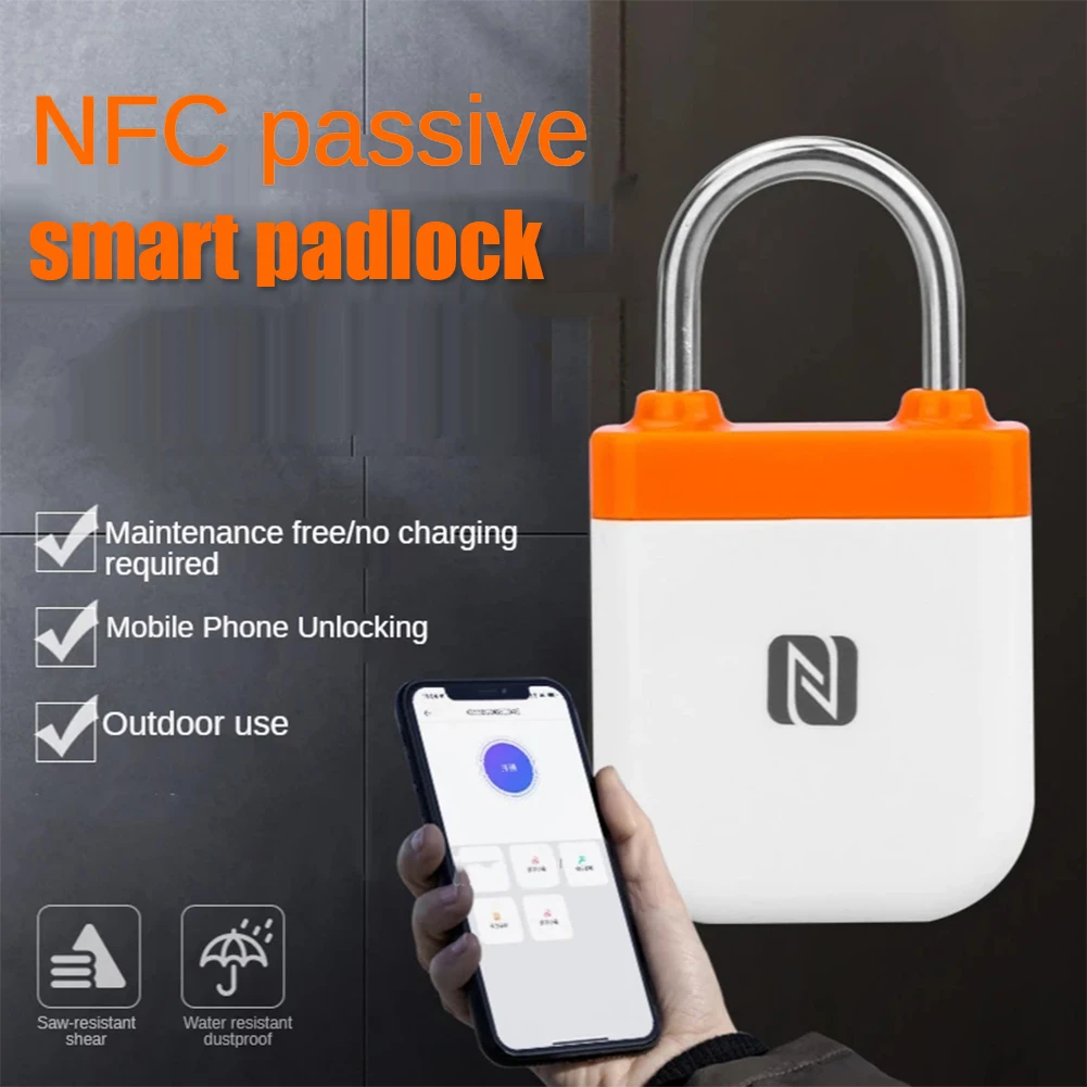 

NFC Smart Padlock Mobile Phone Bluetooth-compatible Smart Lock NFC Reverse Power Supply Keyless Card Door Padlock for Android
