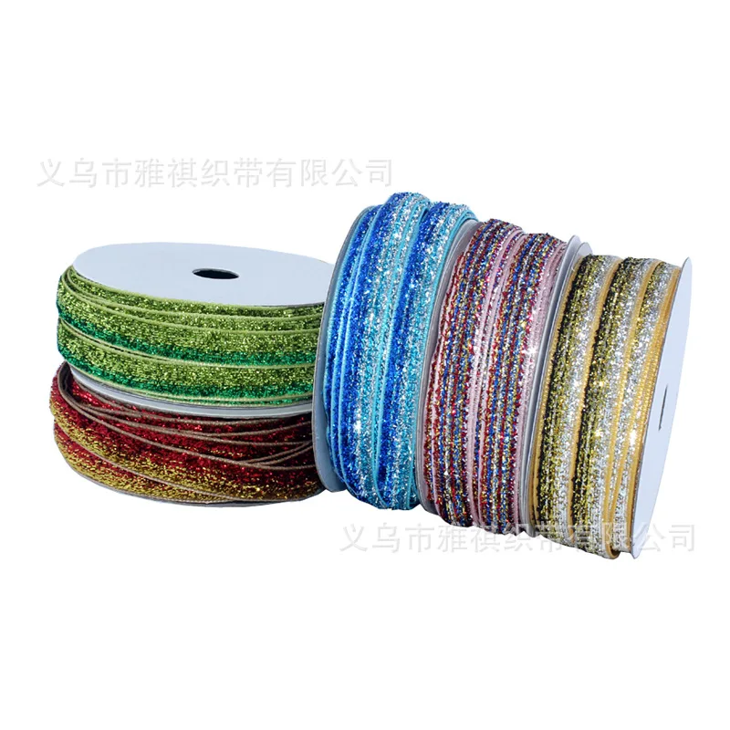 1 см градиентная цветная флокирующая лента лебедь шелковая Золотая луковая