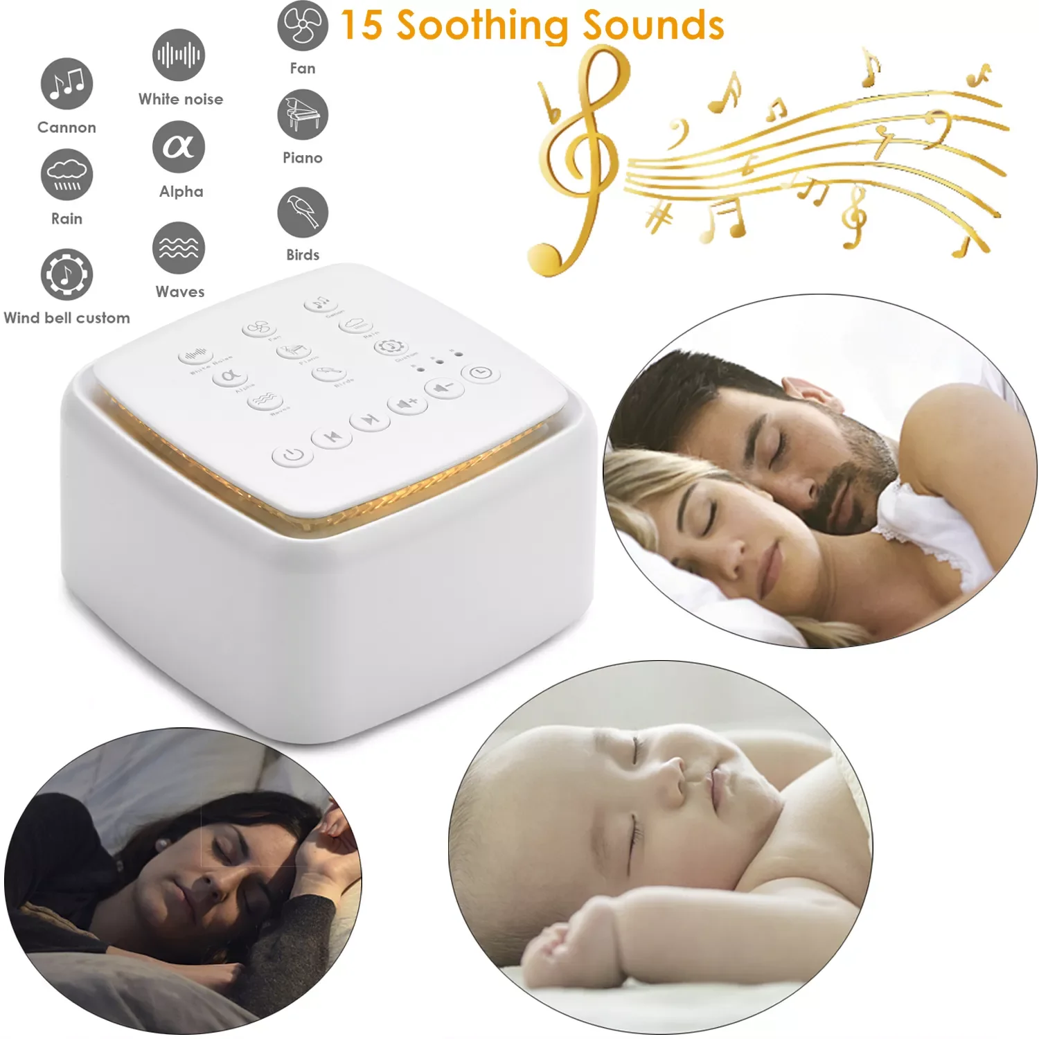 

White Noise Machine Type-c Rechargeable Timed Shutdown Sleep Sound Machine For Sleeping Relaxation For Baby Adult Office Travel