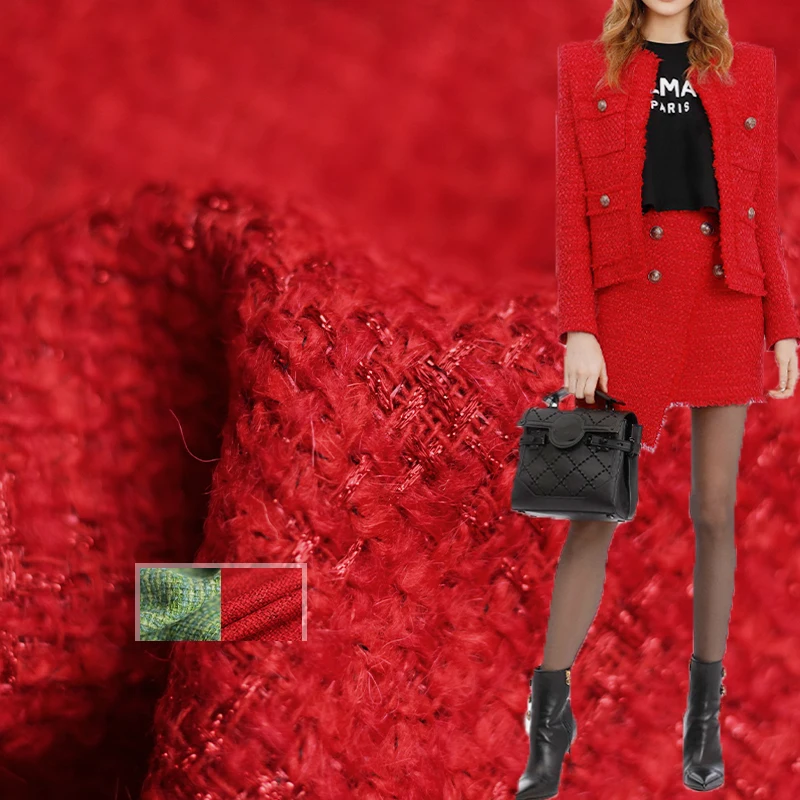 

White Waxberry green red wool tweed fabrics Garment Material autumn women’s coat skirt suits DIYsewing cloth tailor Freeshipping