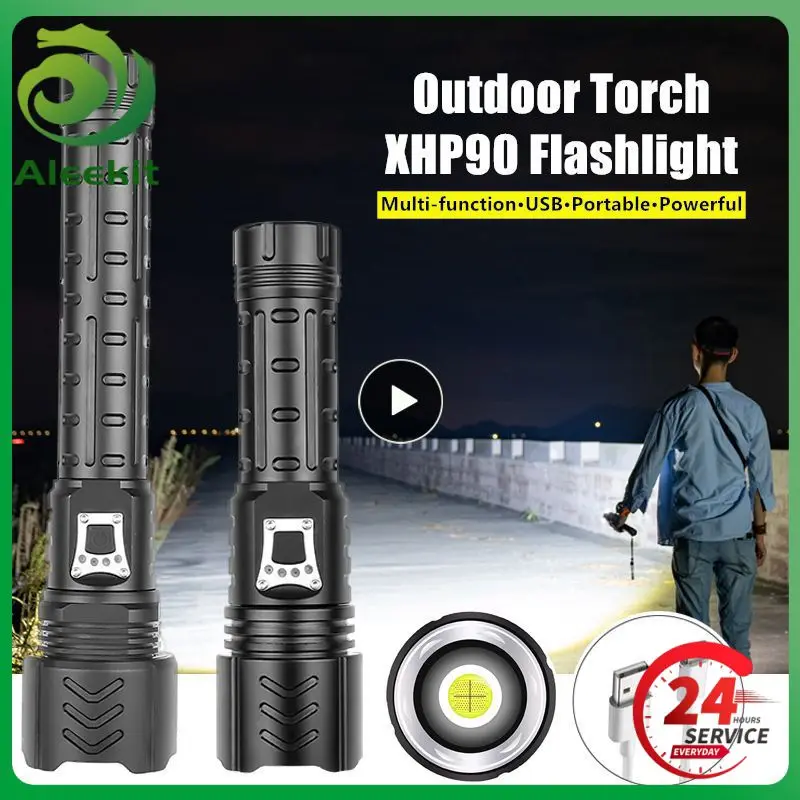 

XHP90 LED Outdoor Flashlight Telescopic Zoom Torch USB Charging Hand Lamp For Outdoor Camping Car