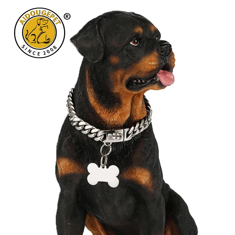 

Ошейник для собак из серебристого металла с биркой из нержавеющей стали, звеньевая цепь для собак, ожерелье из 18-каратного золота для малень...