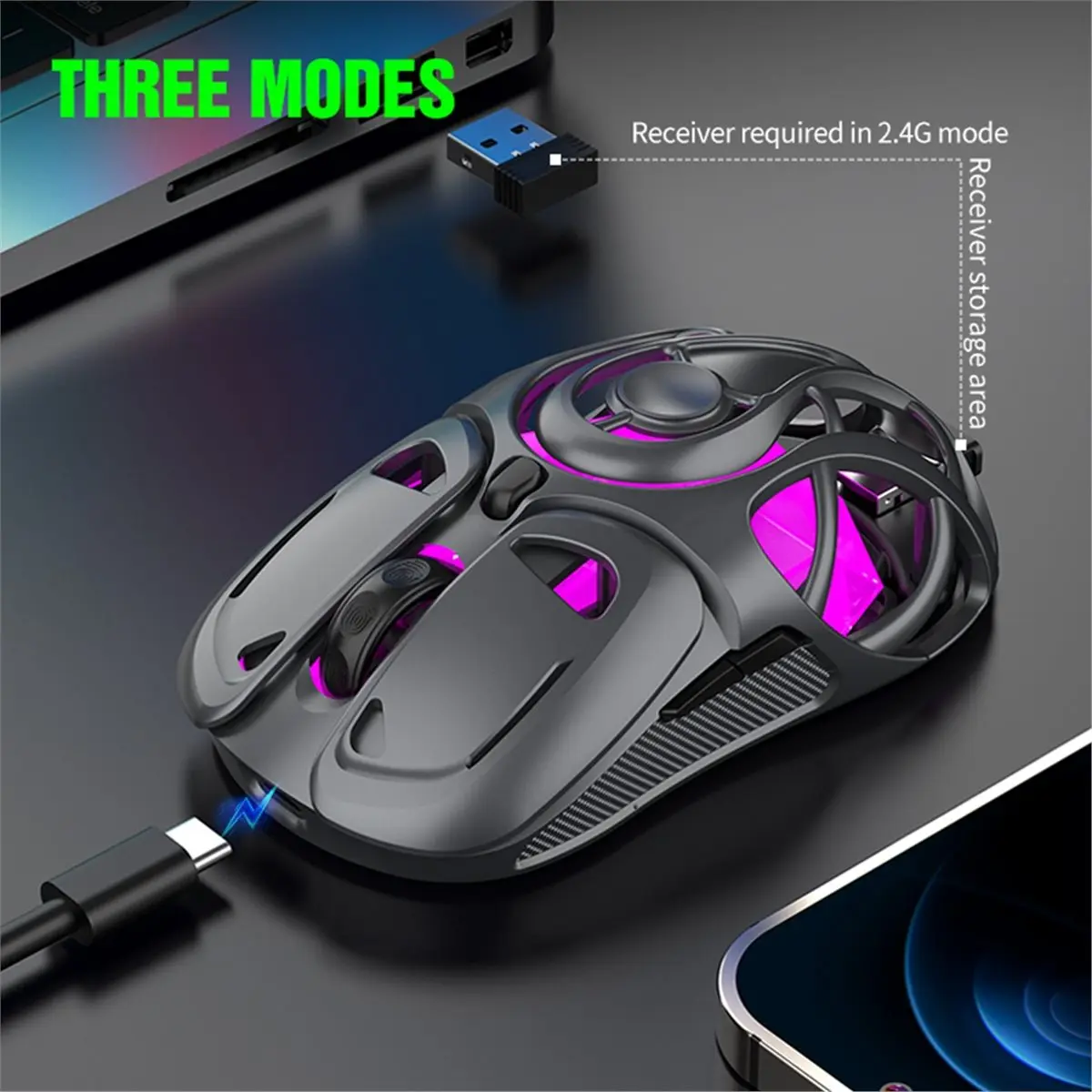[VALUE PACK]Беспроводная Bluetooth-мышь с тремя режимами подключения (BT2.4Gпроводная), 10000 DPI, 1000 Гц, универсальная игровая мышь для Android, IOS, ПК, ноутбуков A (art.: 3920dbdf19ad4) - 3920dbdf19ad4