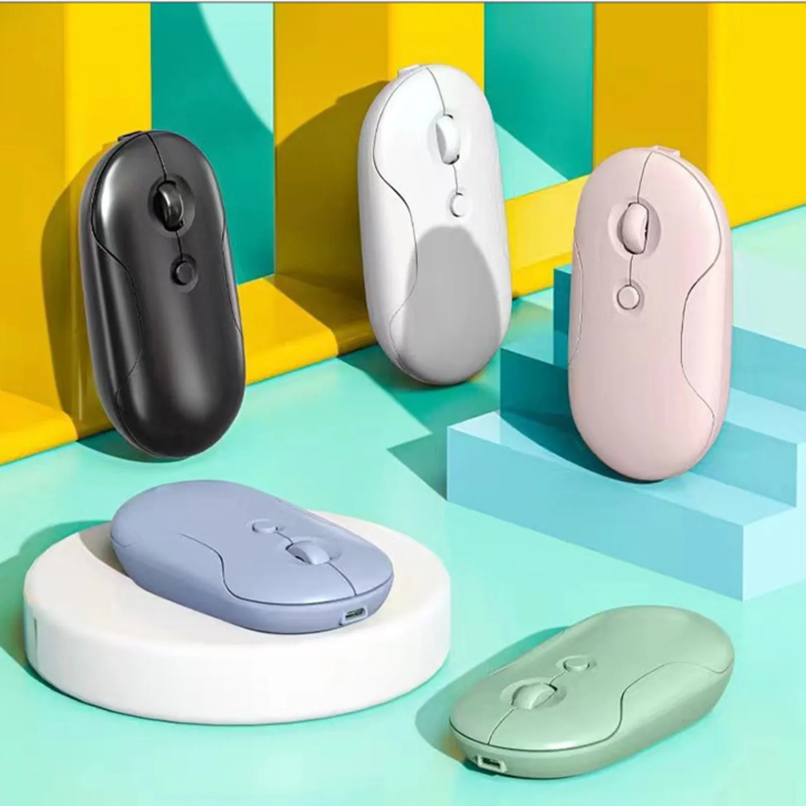 Фото Беспроводная мышь с двумя режимами работы 2.4G Bluetooth, перезаряжаемая, с 3 регулируемыми уровнями DPI, портативная, стильная, тонкая, для ноутбуков, планшетов, офиса и игр №4
