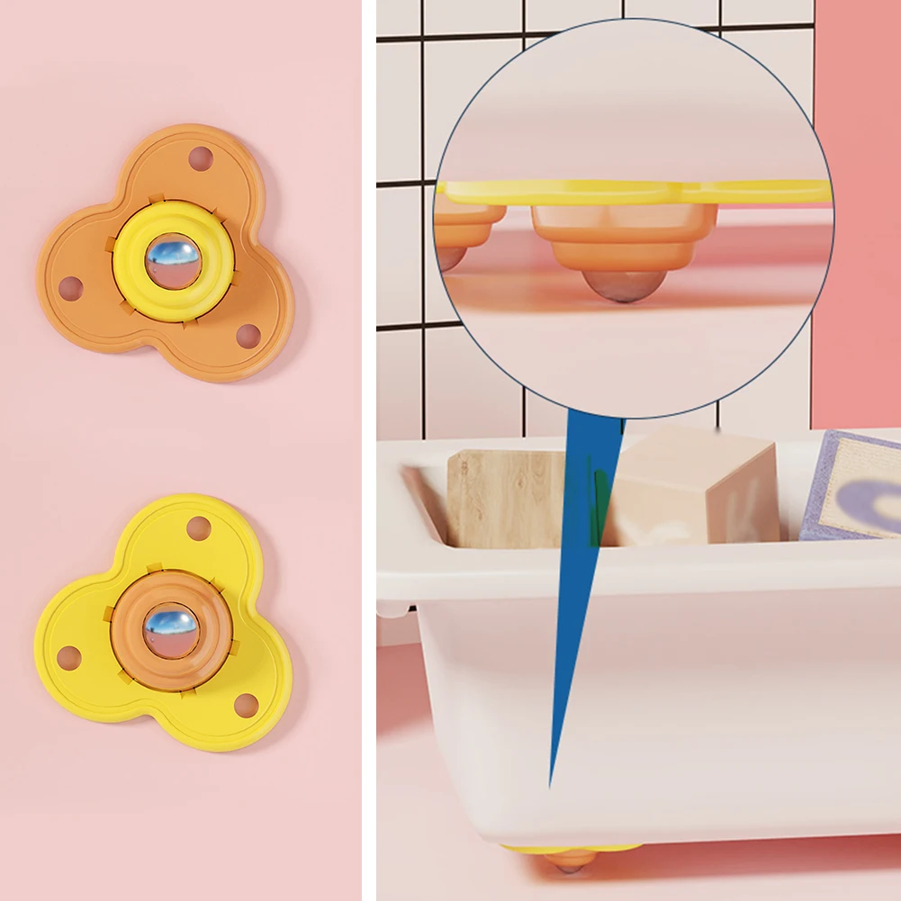 

4pcs Rotating Wheels Storage Box Caster Ball Universal Trash Can Bottom Wheel Pulley Self-Adhesive Furniture Universal Rollers