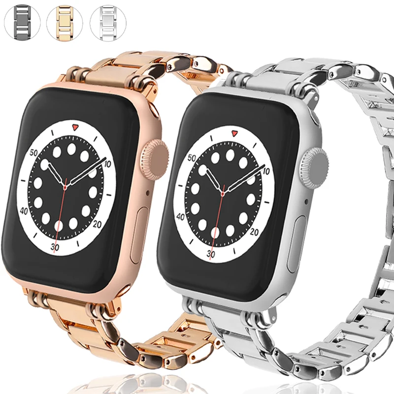 

Ремешок из нержавеющей стали для Apple Watch 6 7 SE, тонкий металлический браслет для iWatch Series 5 4 3 2 1, 40 мм 41 мм 44 мм 45 мм