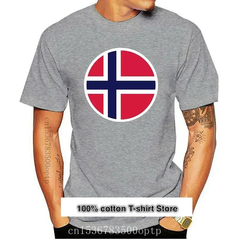 

Camiseta redonda con bandera de Noruega, camiseta con pegatina gratis, NO