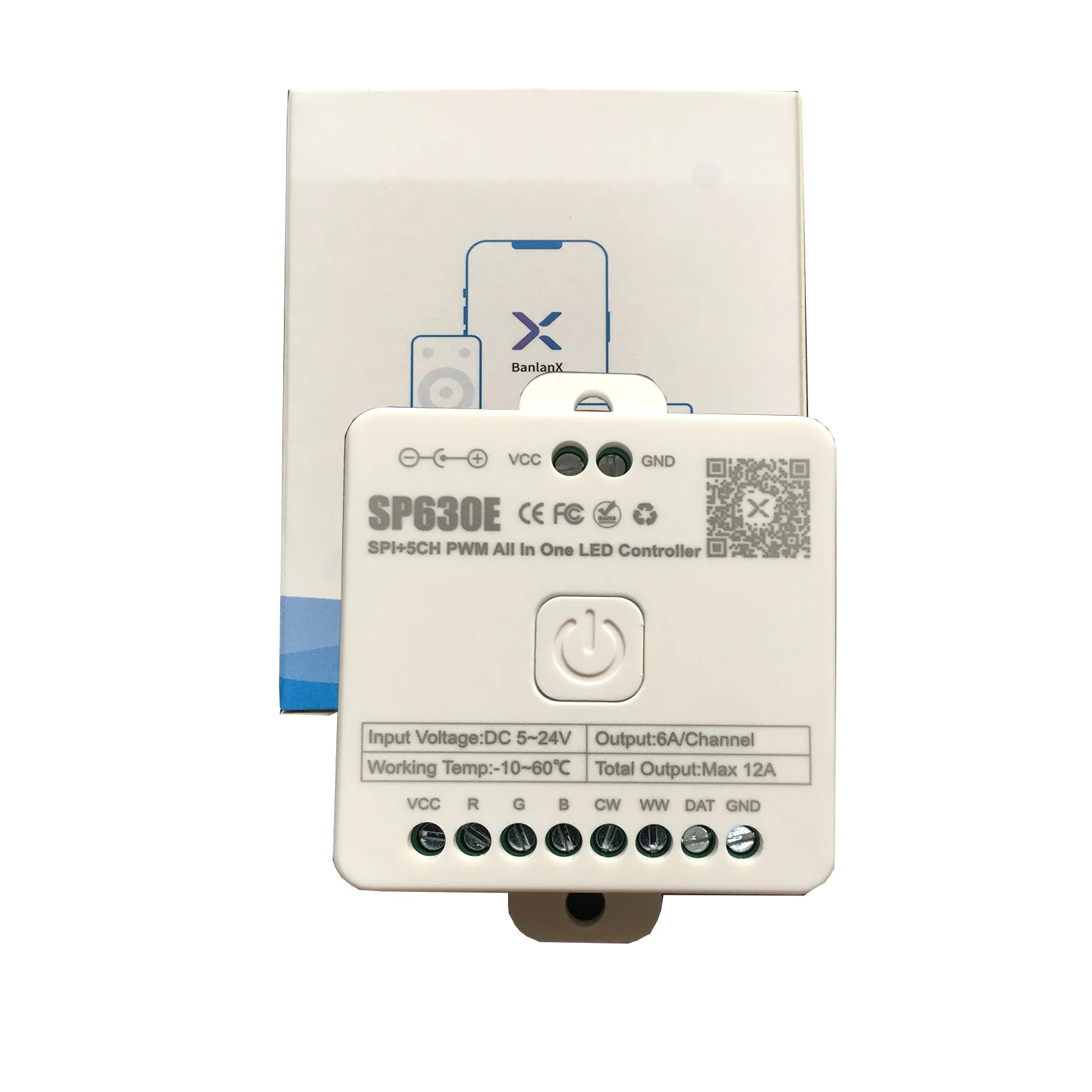 SP630E, все в одном, строительный контроллер, 5CH, PWM, SPI пиксели, Φ Strip WS2812B, WS2811, SK6812, FCOB 5050, RGB, RGBW, CCT, Music BT, 5в-24в