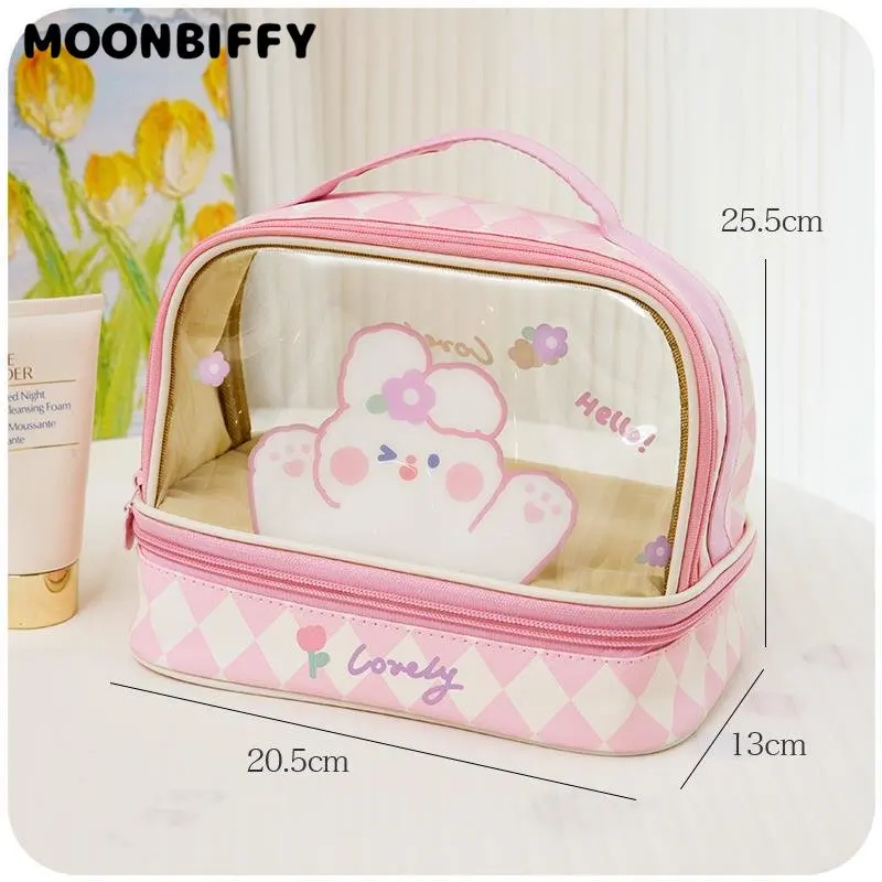 

Transparent PVC Women Cosmetic Bag Waterproof Travel Toiletries Storage Organize PU Make Up Bag Female Wash Bag Handbag