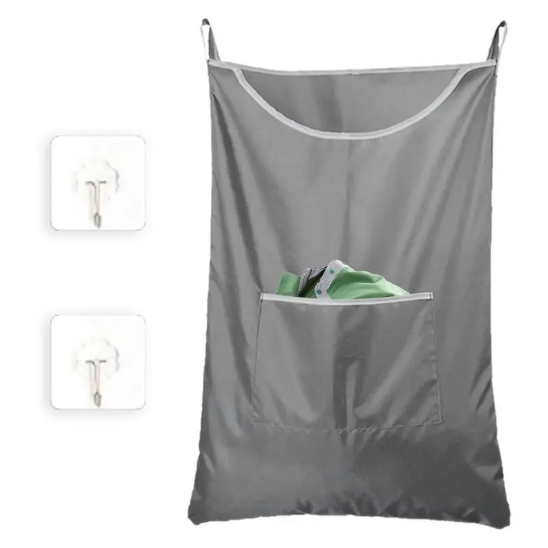 

Back Of Door Clothes Hamper Floating Hamper Bag For Clothes Space-Saving Laundry Accessories Door Hamper With 2 Hooks For