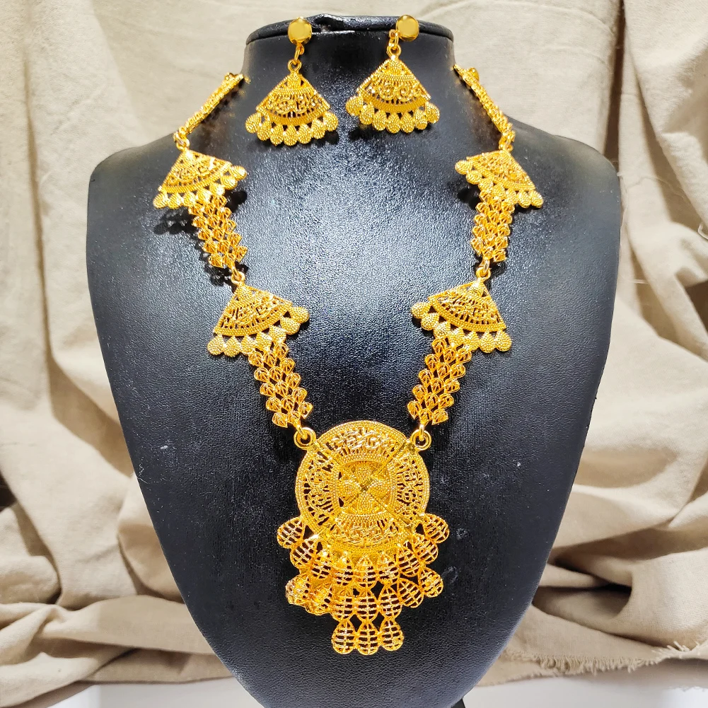 

Wando Fashion African Gold Jewelry Dubai Gold Color Jewelry Set For Women Girls Wedding Party Jewelry Set Accessories