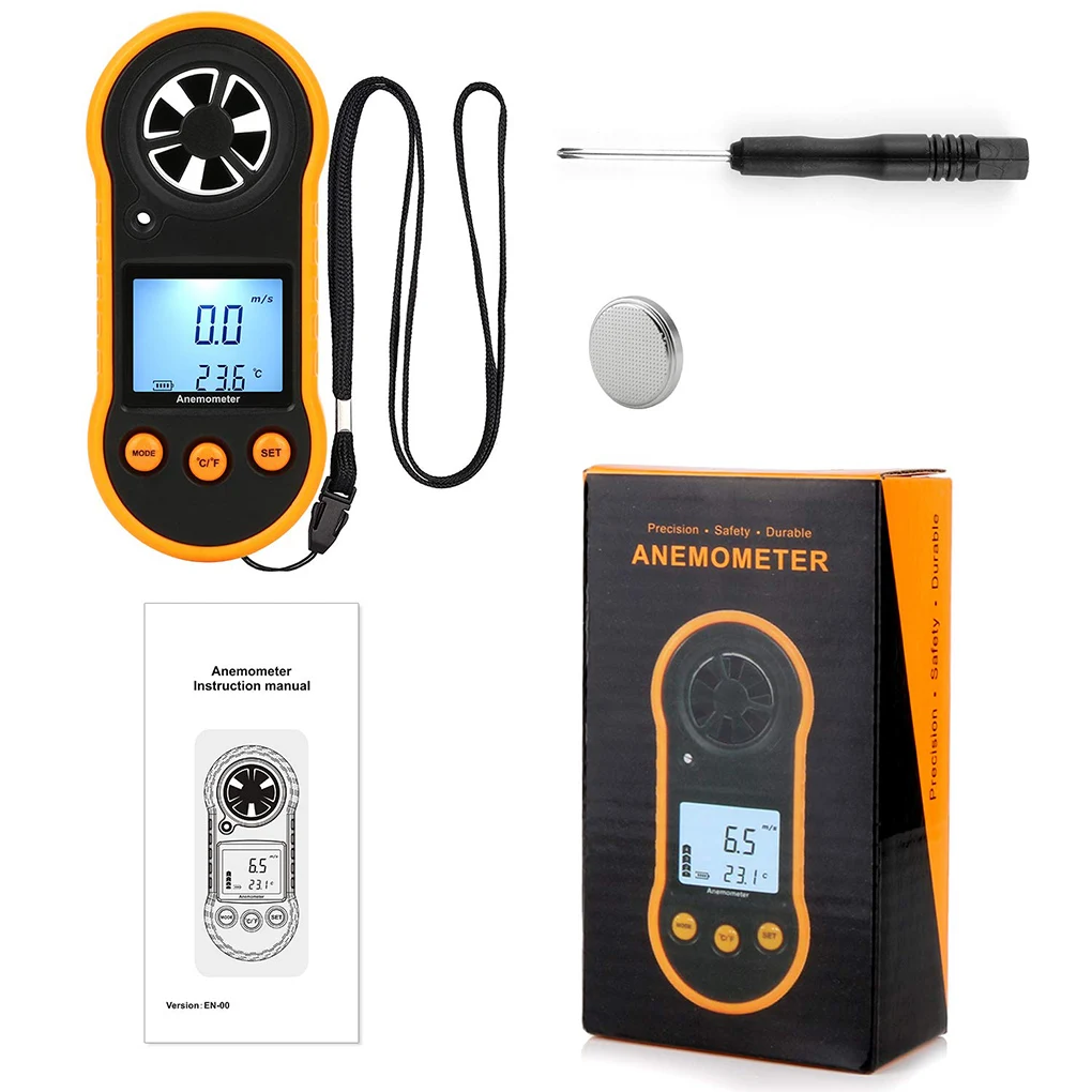 

RZ818 Digital Anemometer Handheld Wind Speed Sensor Meter Velocity Gauge High Precision NTC Thermometer Measuring With Backlight