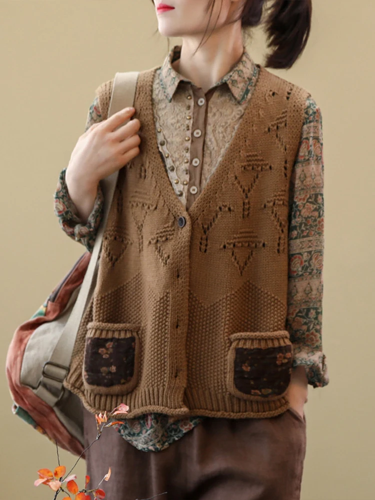 Женский винтажный Трикотажный жилет Max LuLu весенний с V-образным вырезом и