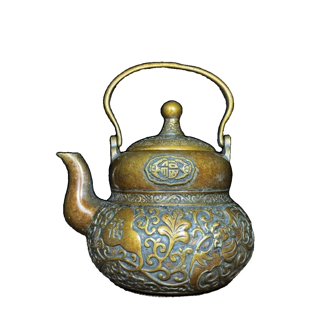 

MOZART Pure Copper Flow Gourd Pot 14Cm High Chinese Traditional Style Antiques Fine Art Gifts Crafts