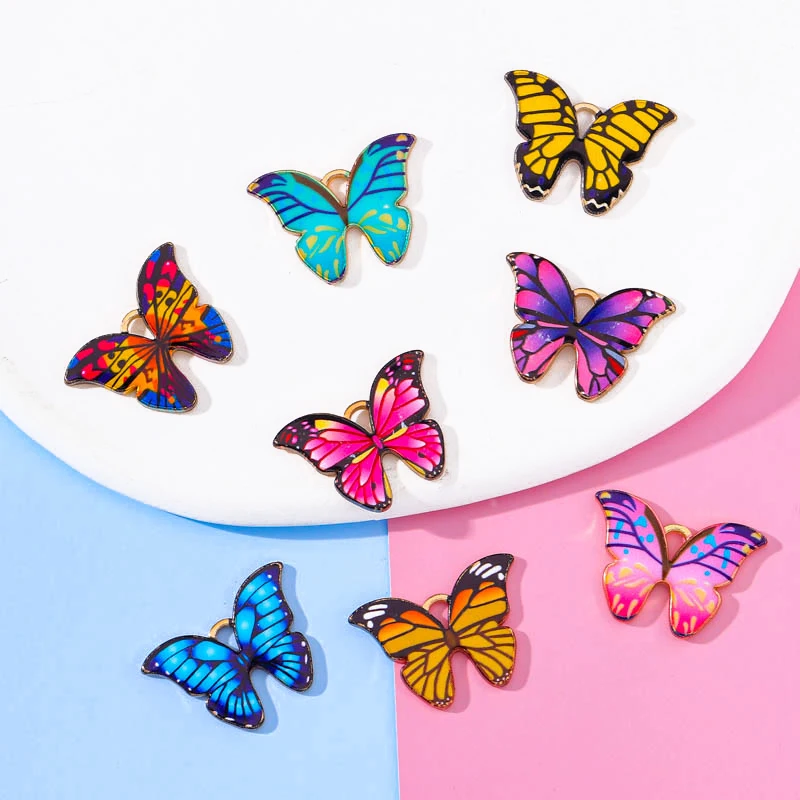 

21*15mm 20Pcs Line Drawing Oil Drop Butterfly Pendants DIY Necklace Earrings Keychain Accessories Jewelry Making Crafts Supplies